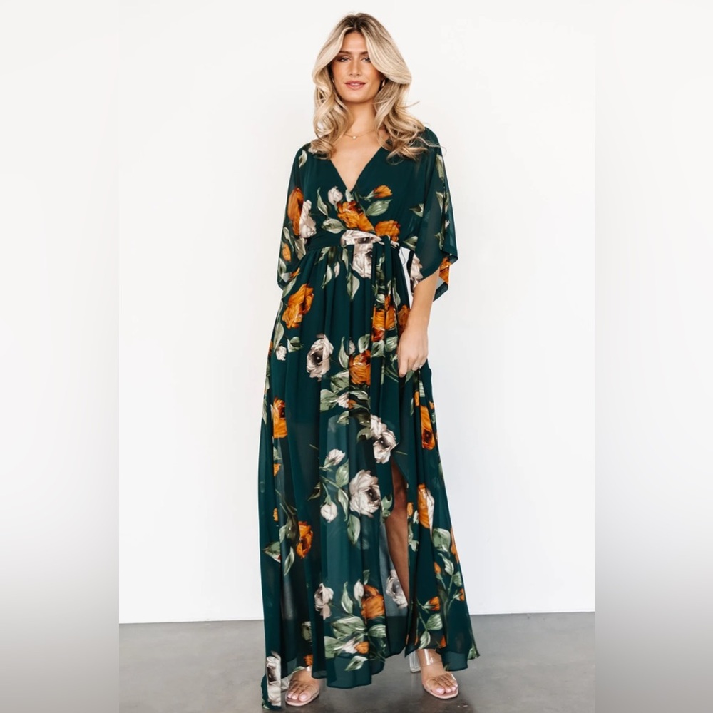 Baltic Born Dark Green Floral Maxi Dress
